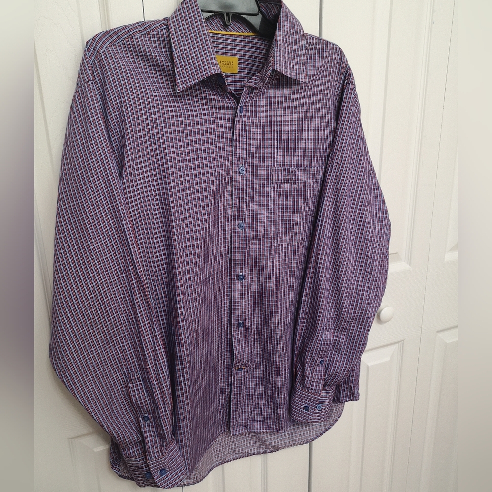 Robert Talbott Men's Purple Checkered Button Down Shirt Size Large